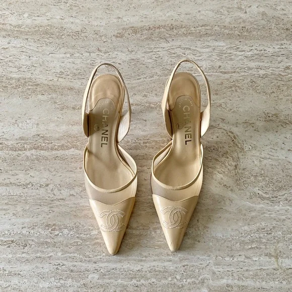 CHANEL | Shoes | Vintage Chanel Mesh Cc Slingback Heels | Poshmark